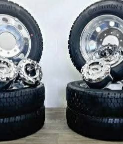 CHROME SET 6x WHEELS 2025 FORD F450 F550 225/70R19.5 CONTINENTAL HDR5