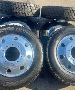 2025 19.5 OEM Ford F450 F550 wheels Continental Conti HDR5 225/70R19.5 99%+ tread Fits Ram 4500 5500Tires and wheels like new, DOT coded 1125, a new set with just 175 miles prior to removal. (6) 19.5 wheels, 4 alloy and 2 steel, with 6 New tires, 4 center caps and lugs included