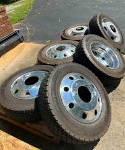 Six Continentals 225 70 19.5 mounted on aluminum stock rims less than 1000 miles. Took off 2025 Ford F450 Limited. Will fit F450/550. Like New